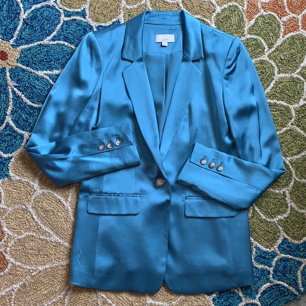 NWOT Loft Blue Satin Blazer
